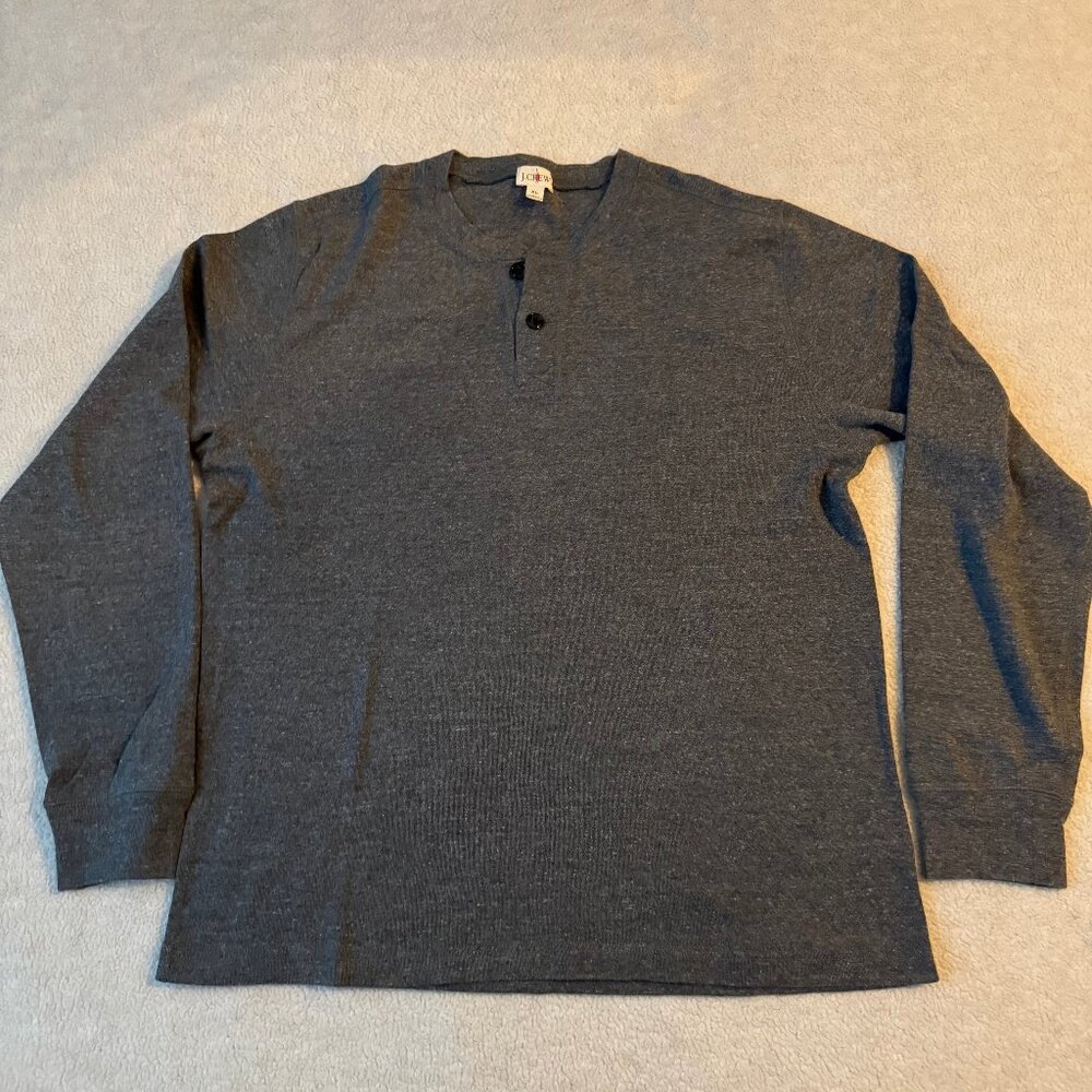J. Crew Heritage brushed rib-knit henley - Heather Carbon - Size XL